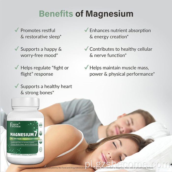 Shecome Magnesium 7 kapsułek Wsparcie kości podczas stresu podczas snu